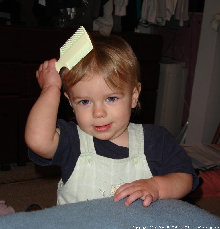 Combing his Hair