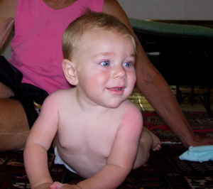 Blake with Grandma behind him