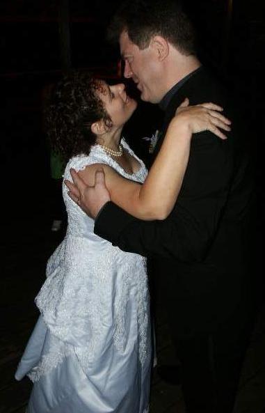 John and Irene: wedding kiss