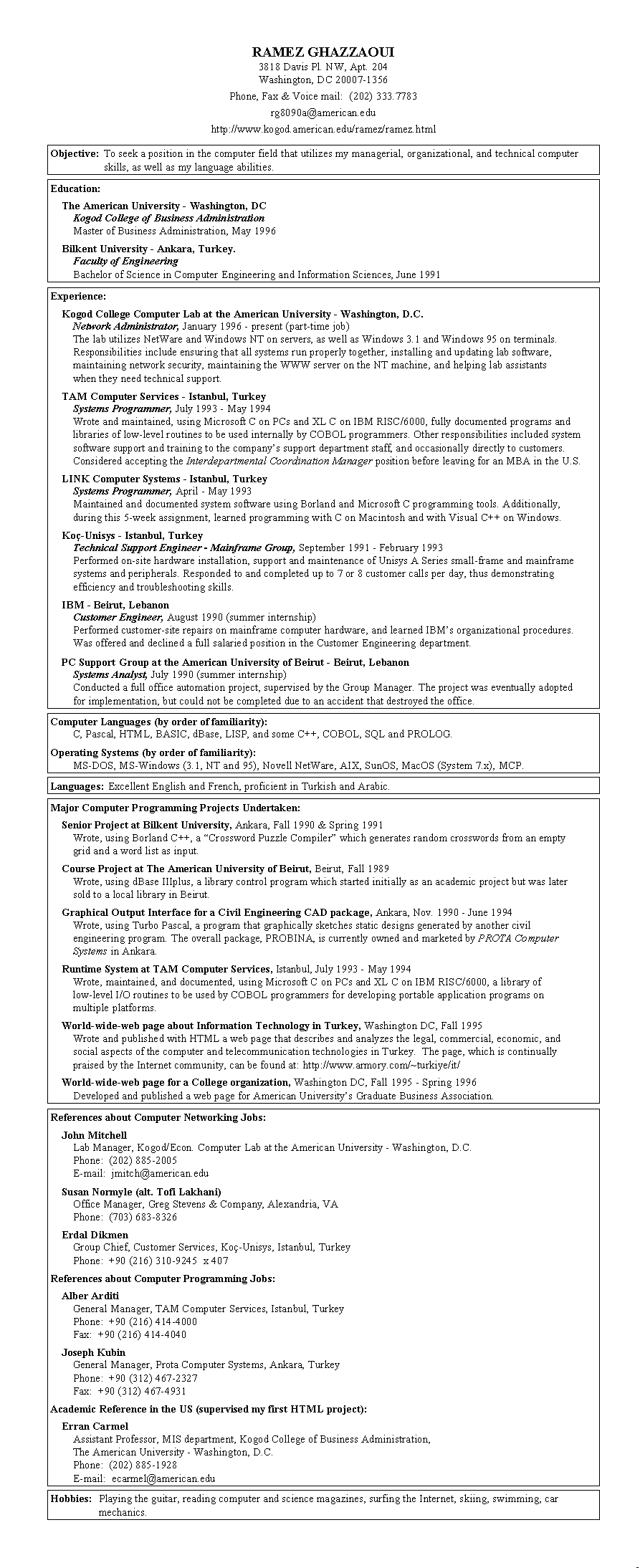 Resume Microsoft Word